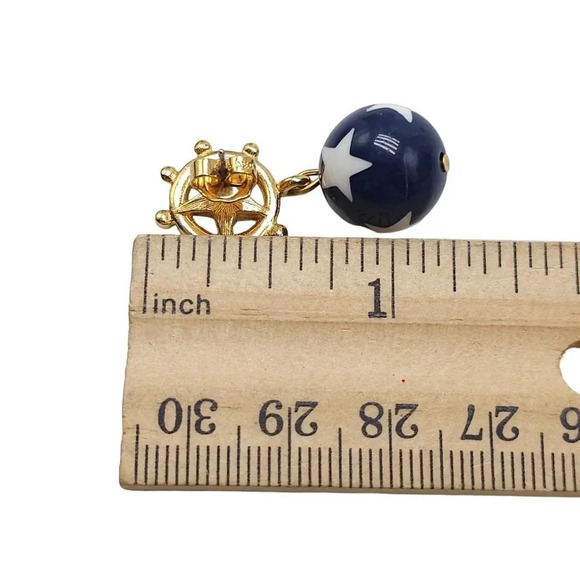 Avon Star Spangle Dangle Nautical Dangle 1993 Patriotic Pierced Earrings - Picture 4 of 5